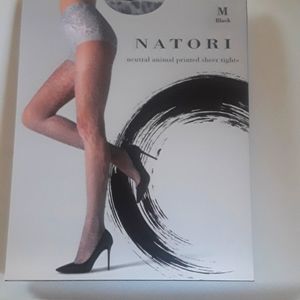 Natori neutral Animal printed sheer tights M Black